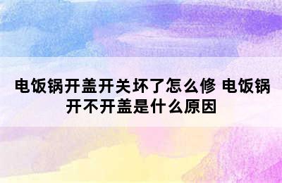 电饭锅开盖开关坏了怎么修 电饭锅开不开盖是什么原因